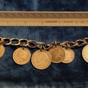 Grand Tour! Vintage International Coin Bracelet - Coins from 1950s and 1960s
